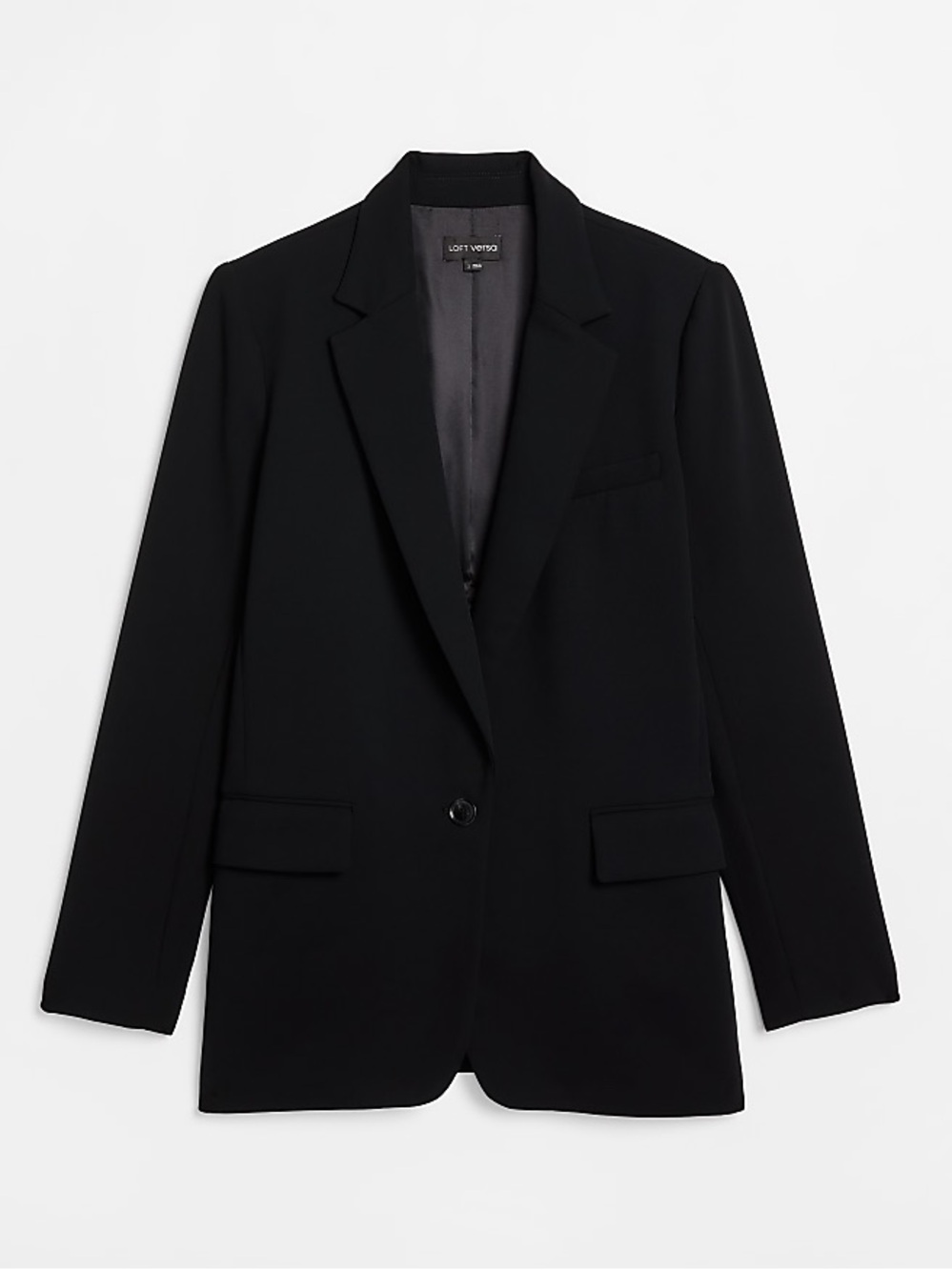 LOFT Versa Crepe Drape Relaxed Blazer - Black